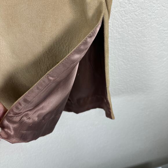 Vintage 60s 70s Camel Suede Coat Big Button Minimalist Retro Boho M L - Picture 5 of 10